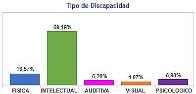 Gráfico 3. Porcentajes por tipo de discapacidad cantón Azogues.